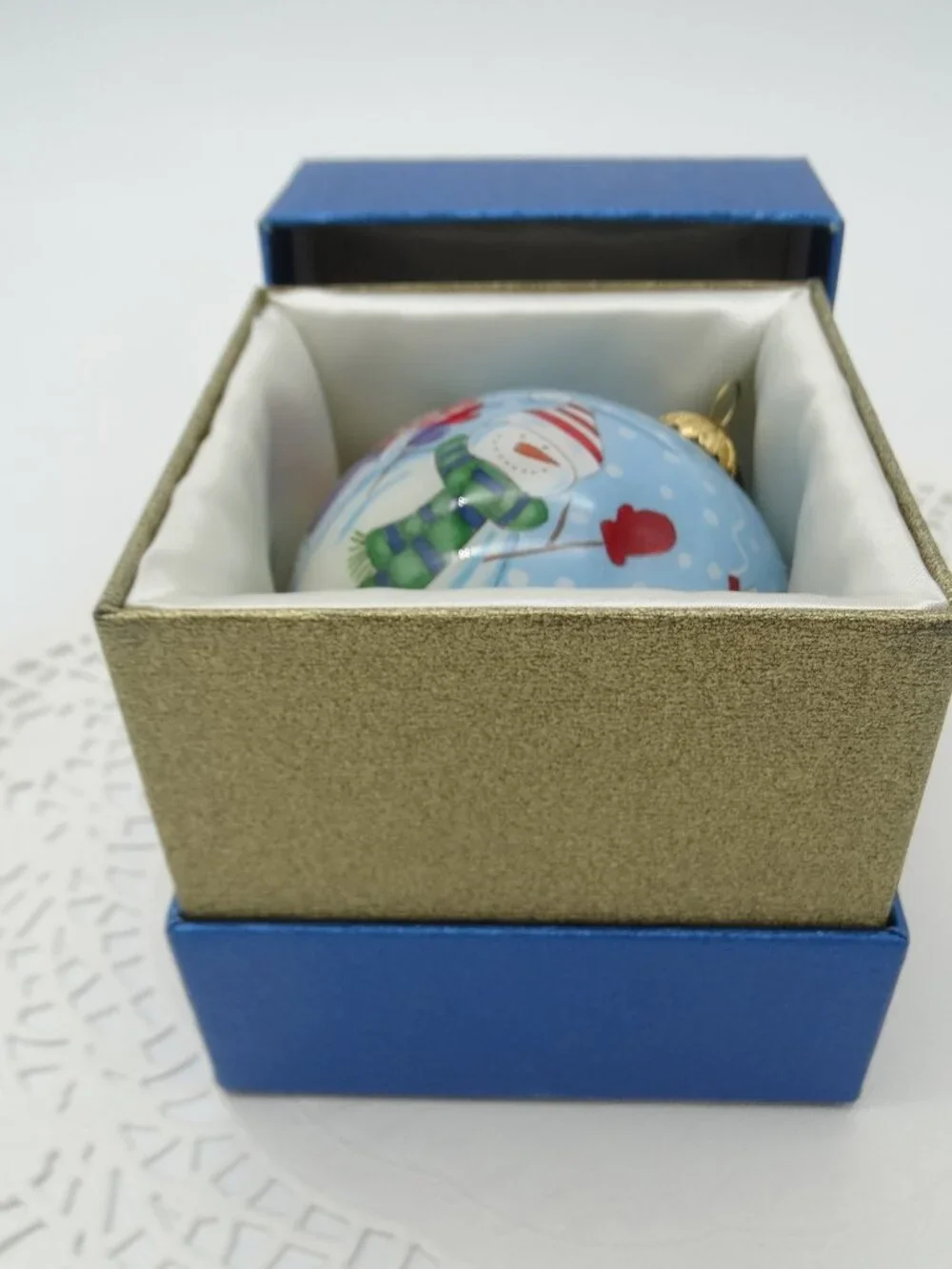 Pier 1 Snowman and Kids Li Bien Christmas Ornament 2015 with Box